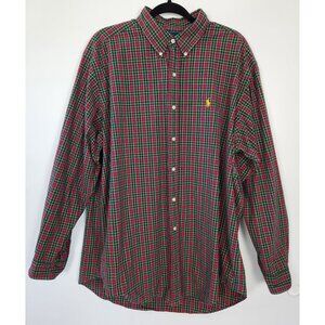 Polo Ralph Lauren Men's Classic Fit Red & Green Plaid Buttondown Shirt, XL